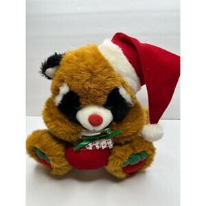 Christmas Plush Toy Wearing A Red Toboggan and Holding a Present